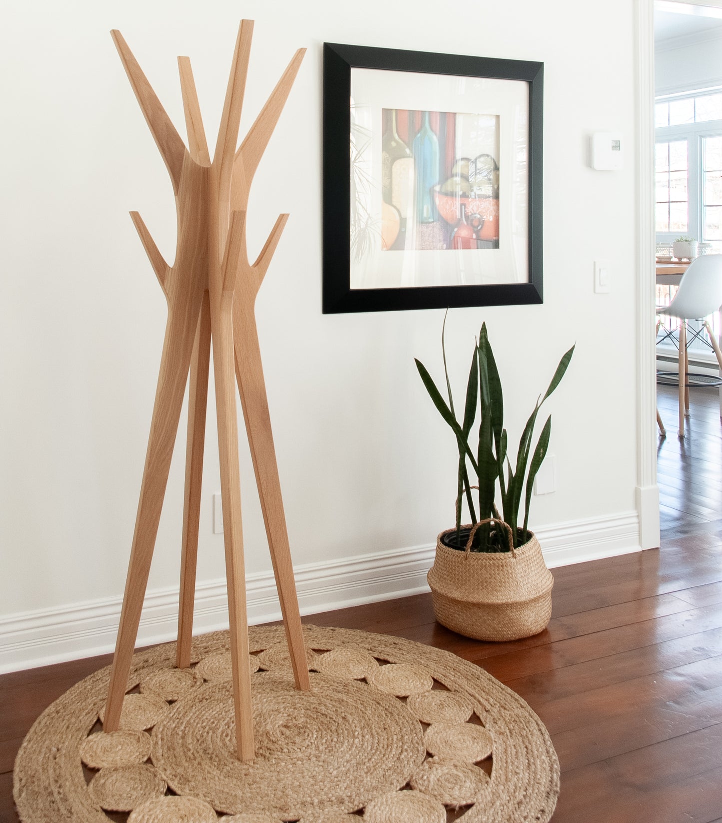 PHILIAS - Mid-century standing coat rack made of white oak