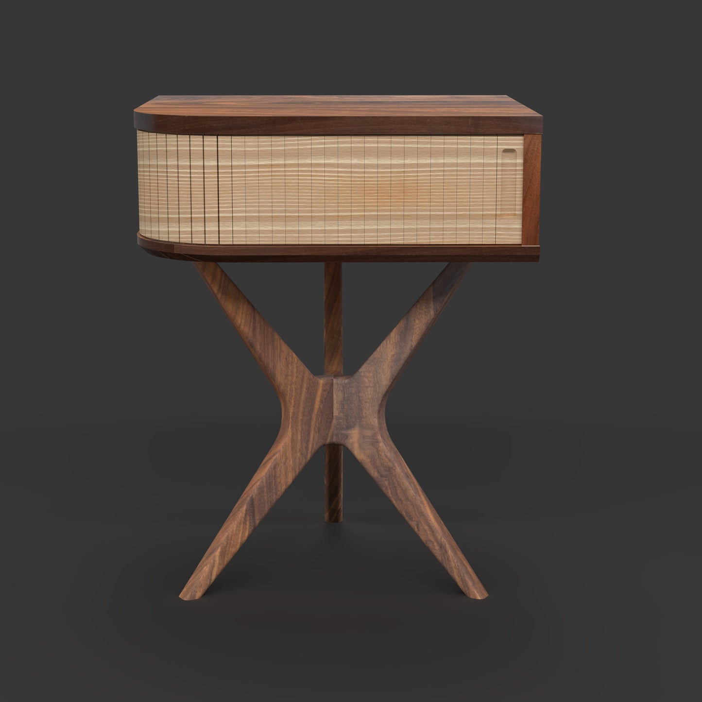 JEAN-MARIE - Mid-century Record player stand made of black walnut and white oak hardwood.