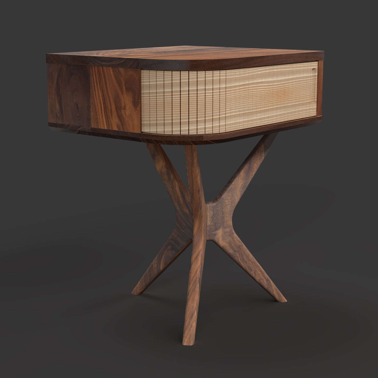 JEAN-MARIE - Mid-century Record player stand made of black walnut and white oak hardwood.