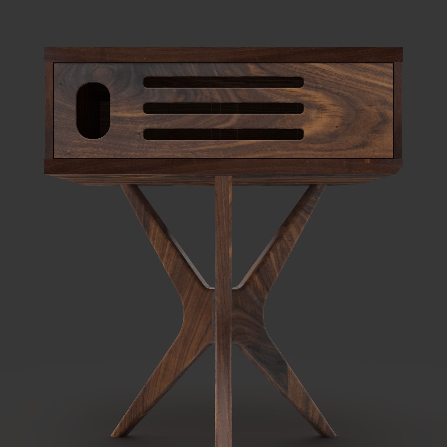 JEAN-MARIE - Mid-century Record player stand made of black walnut and white oak hardwood.