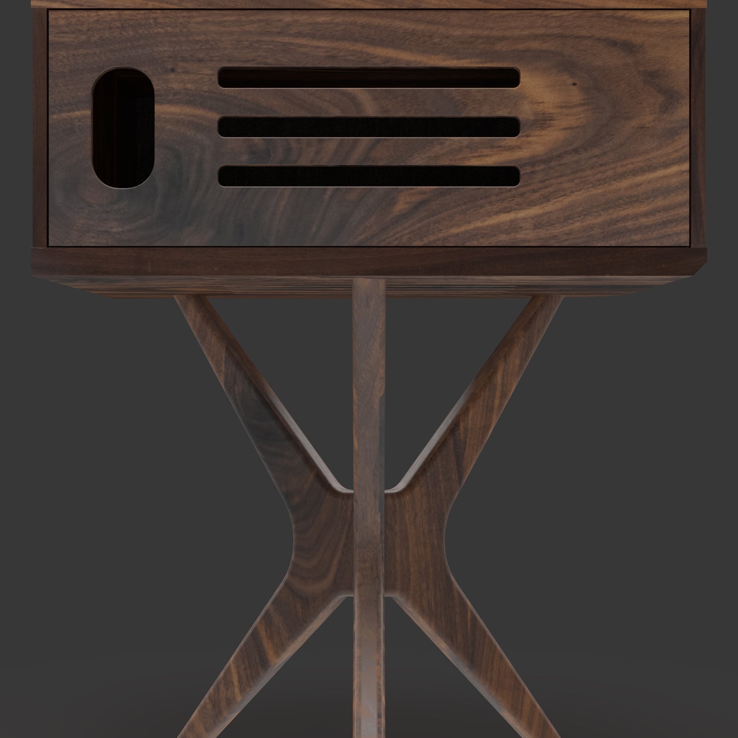 JEAN-MARIE For Sonos - Mid-century Record player stand made of black walnut and white oak hardwood.