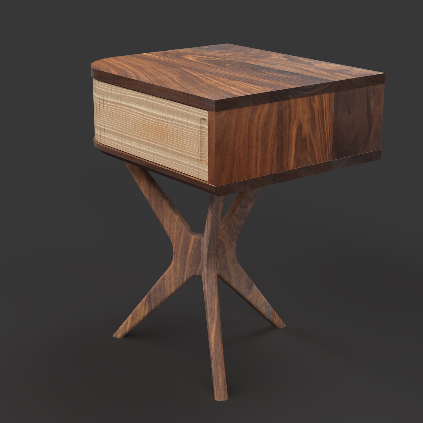JEAN-MARIE - Mid-century Record player stand made of black walnut and white oak hardwood.