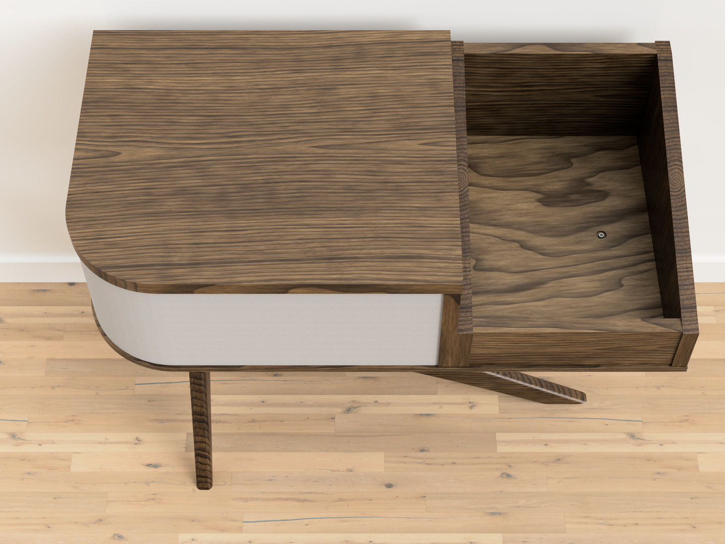 JEAN-MARIE For Sonos with Modern vinyl storage - Mid-century Record player stand made of black walnut and white oak hardwood.