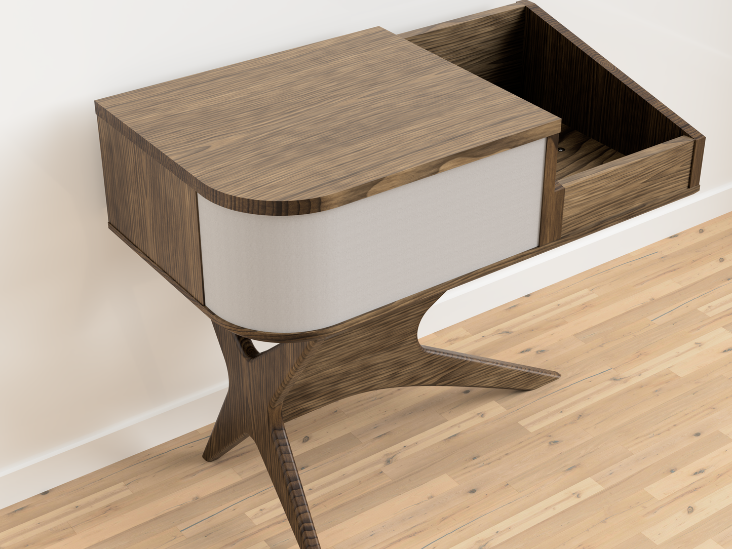 JEAN-MARIE For Sonos with Modern vinyl storage - Mid-century Record player stand made of black walnut and white oak hardwood.