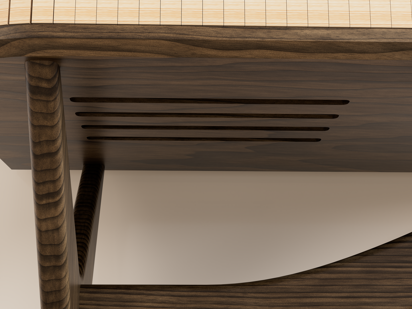 JEAN-MARIE with Vintage vinyl storage - Mid-century Record player stand made of black walnut and white oak hardwood.