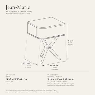 Jean-Marie for Sonos — Record Player Stand (Walnut - gray grill)