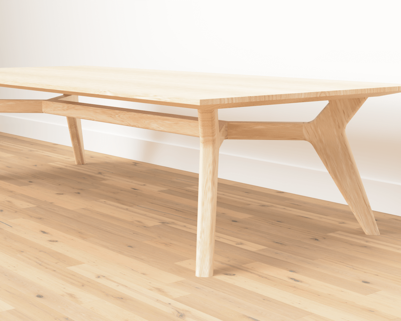 OSCAR - Mid-century rectangular coffee table made of white oak hardwood.