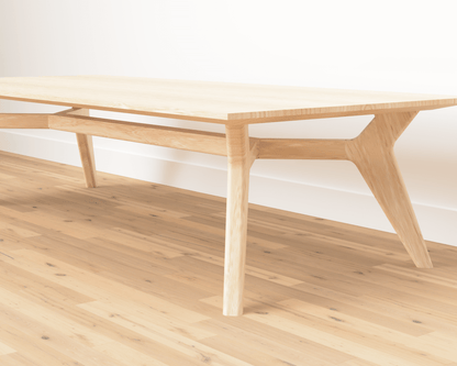 OSCAR - Mid-century rectangular coffee table made of white oak hardwood.