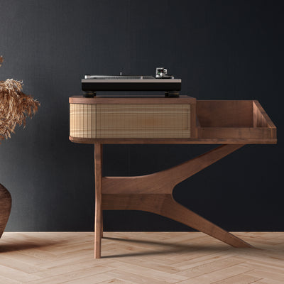 Jean-Marie — Record Player Stand with Vinyl Storage (Walnut & White Oak) — Modern