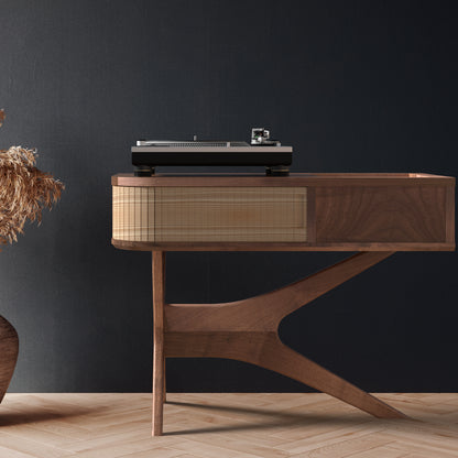 Jean-Marie — Record Player Stand with Vinyl Storage (Walnut & White Oak) — Vintage