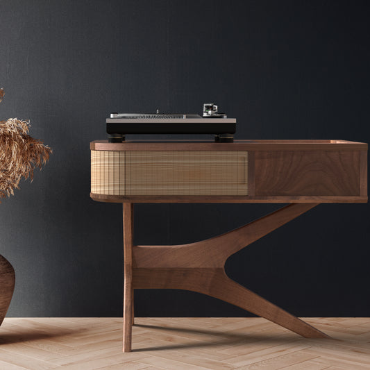 Jean-Marie — Record Player Stand with Vinyl Storage (Walnut & White Oak) — Vintage