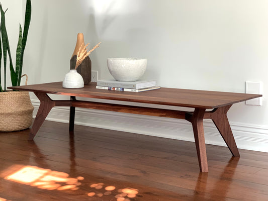 Imperfect OSCAR - Mid-century rectangular coffee table made of black walnut hardwood.