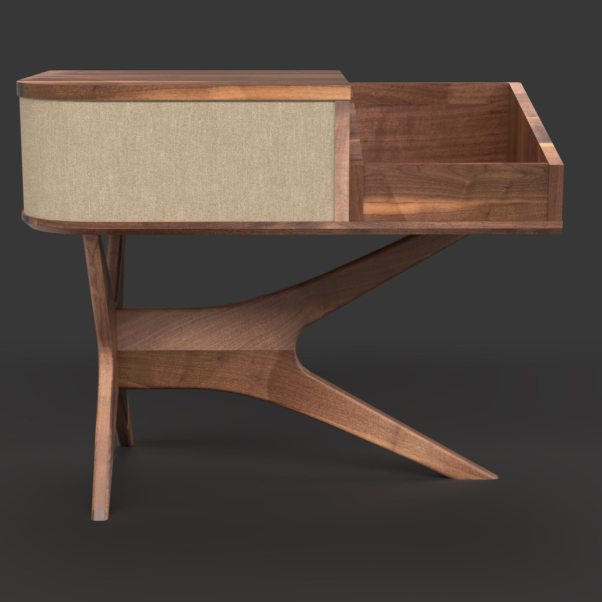 Jean-Marie pour Sonos — Meuble tourne-disque + rangement vinyles (Noyer - grille beige) - Moderne