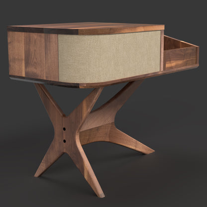 Jean-Marie for Sonos — Record Player Stand + Vinyl Storage (Walnut - beige grill) — Modern