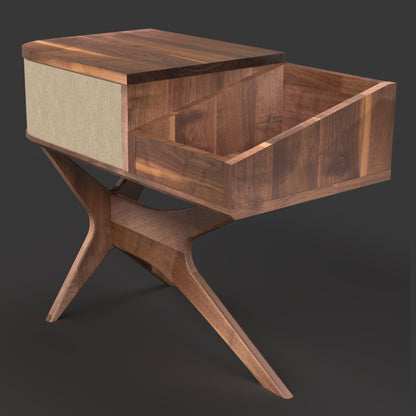 Jean-Marie for Sonos — Record Player Stand + Vinyl Storage (Walnut - beige grill) — Modern