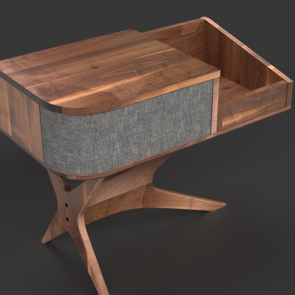 Jean-Marie for Sonos — Record Player Stand + Vinyl Storage (Walnut - gray grill) — Modern