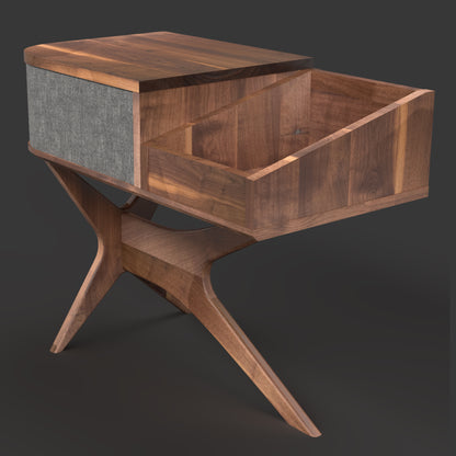 Jean-Marie for Sonos — Record Player Stand + Vinyl Storage (Walnut - gray grill) — Modern