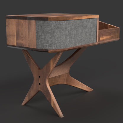 Jean-Marie for Sonos — Record Player Stand + Vinyl Storage (Walnut - gray grill) — Modern