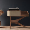 Jean-Marie pour Sonos — Meuble tourne-disque + rangement vinyles (Noyer - grille beige) - Moderne