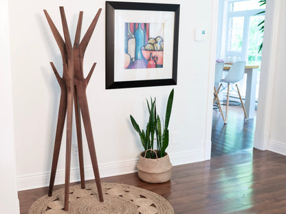 PHILIAS - Mid-century standing coat rack made of black walnut