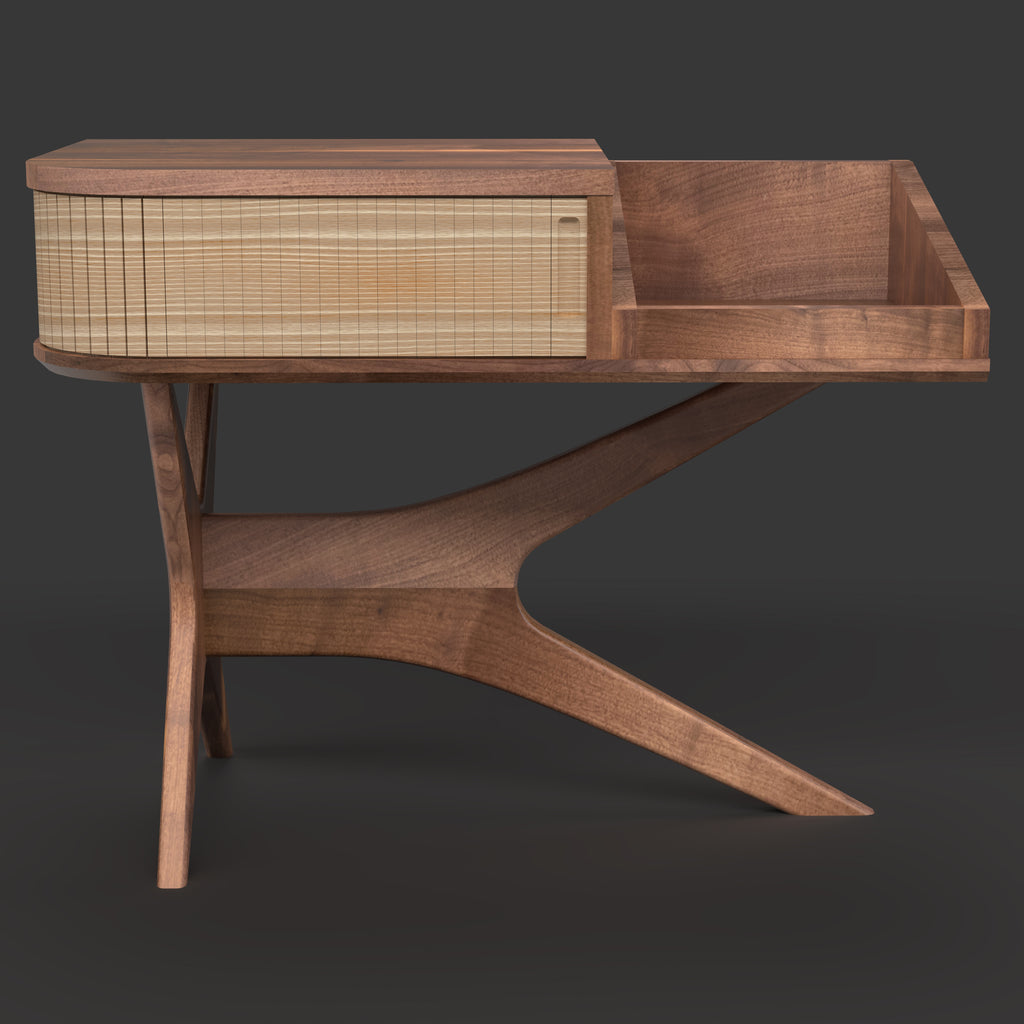 Jean-Marie — Record Player Stand with Vinyl Storage (Walnut & White Oak) — Modern