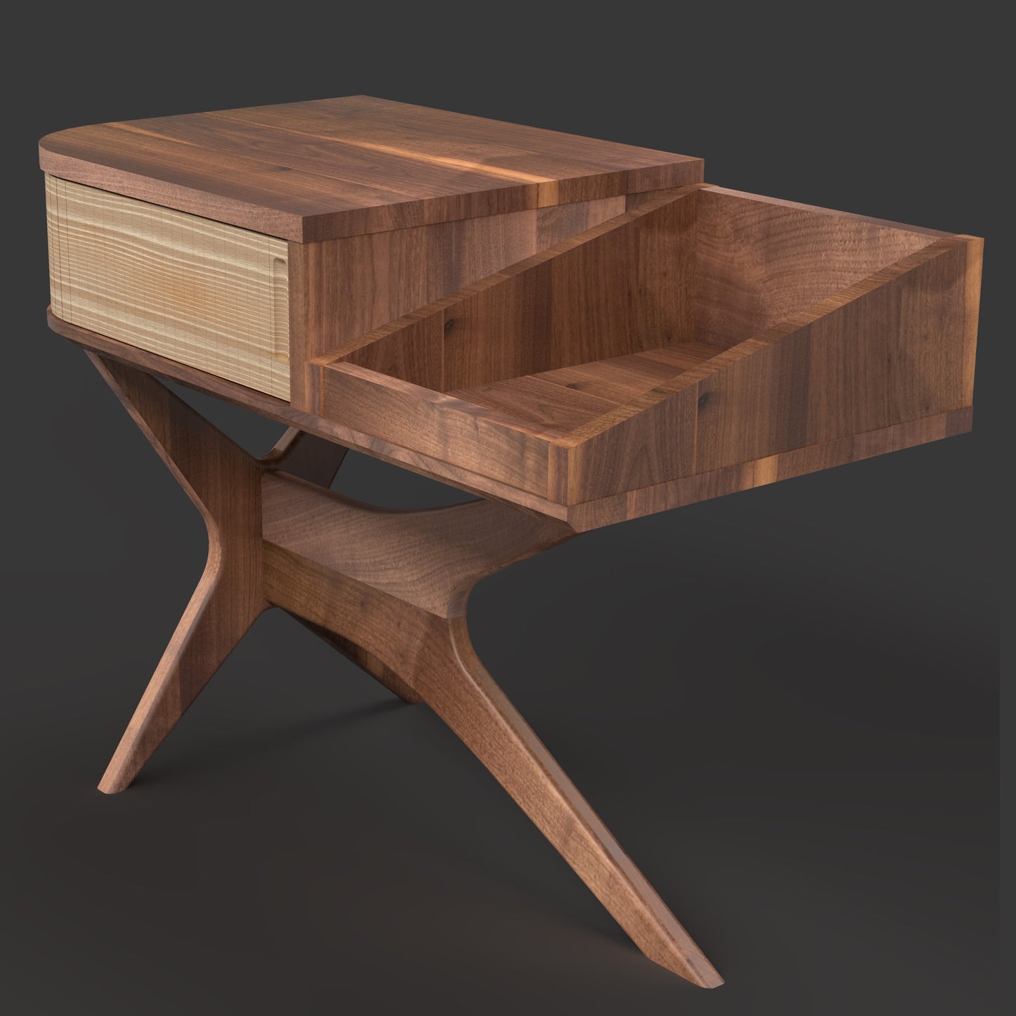 Jean-Marie — Record Player Stand with Vinyl Storage (Walnut & White Oak) — Modern