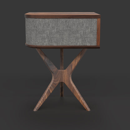 JEAN-MARIE For Sonos - Mid-century Record player stand made of black walnut and white oak hardwood.