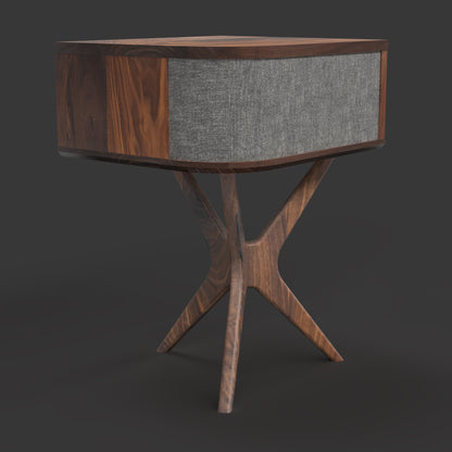 JEAN-MARIE For Sonos - Mid-century Record player stand made of black walnut and white oak hardwood.