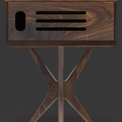 JEAN-MARIE For Sonos - Mid-century Record player stand made of black walnut and white oak hardwood.