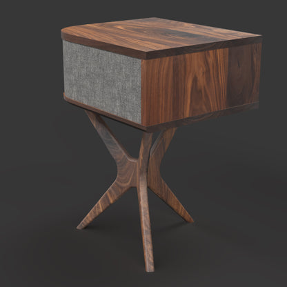 JEAN-MARIE For Sonos - Mid-century Record player stand made of black walnut and white oak hardwood.