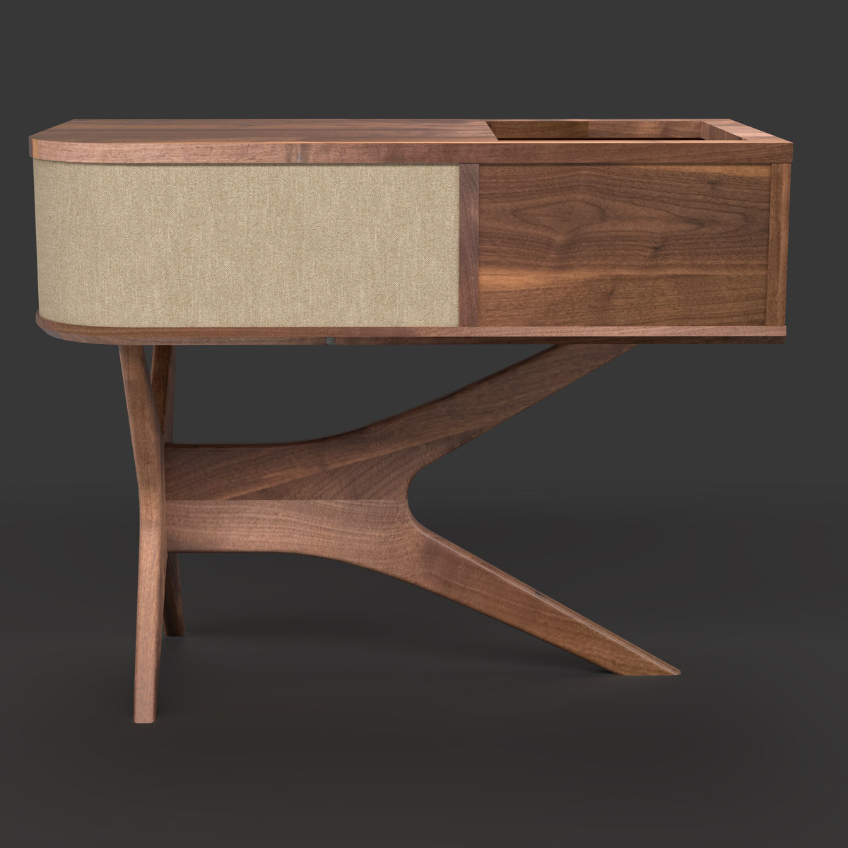 Jean-Marie for Sonos with vintage vinyl storage in black walnut — front view