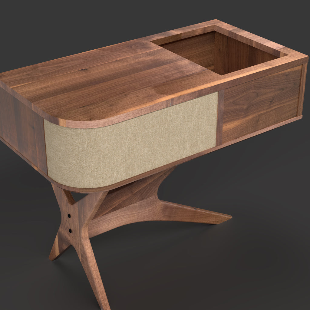 Jean-Marie Sonos-ready record player stand with vintage vinyl storage — overview