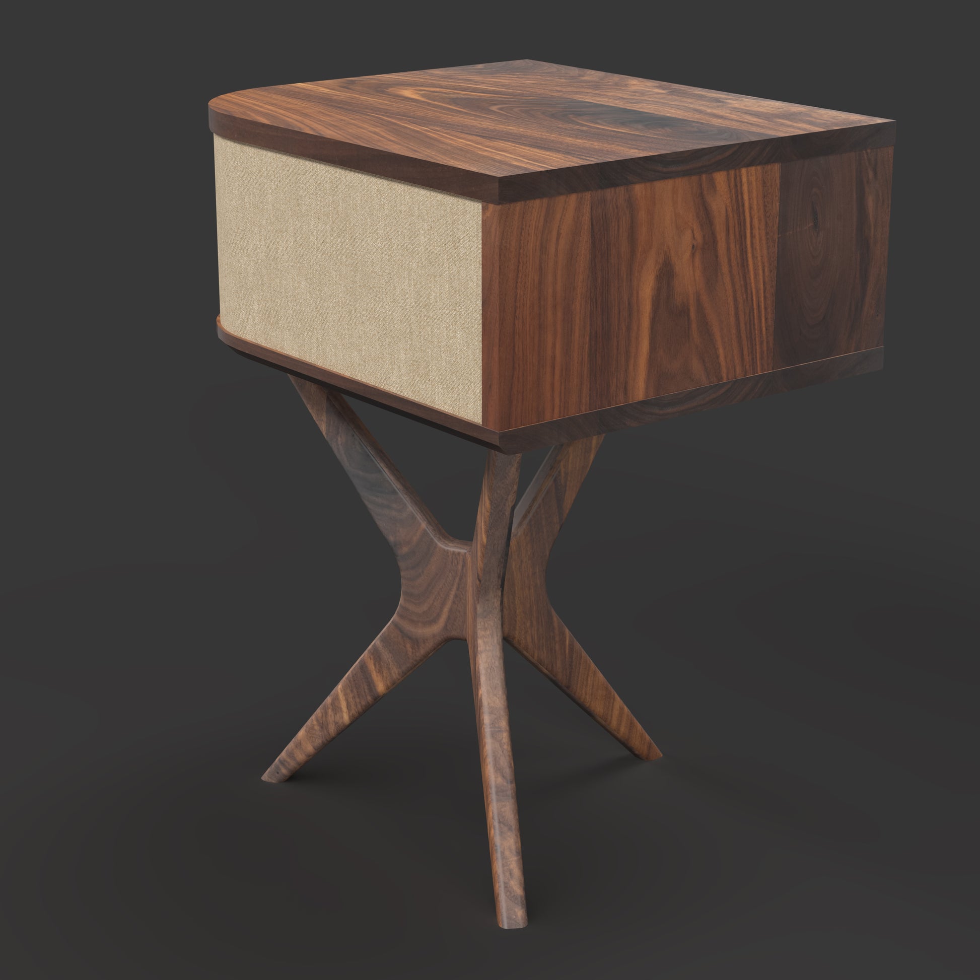 Jean-Marie Sonos-ready turntable stand — side profile (black walnut)